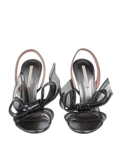 Shop Marco De Vincenzo Woman Sandals Grey Size 6.5 Soft Leather, Pvc - Polyvinyl Chloride