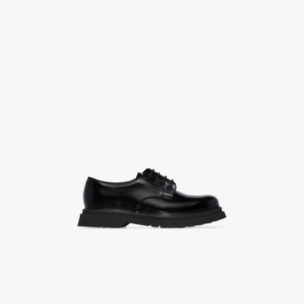 Prada Chunky Sole Detailed Leather Derby Shoes In Black | ModeSens