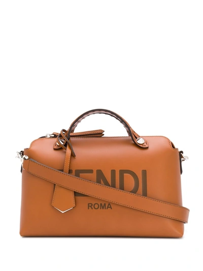 Shop Fendi By The Way Leather Boston Bag In Brown