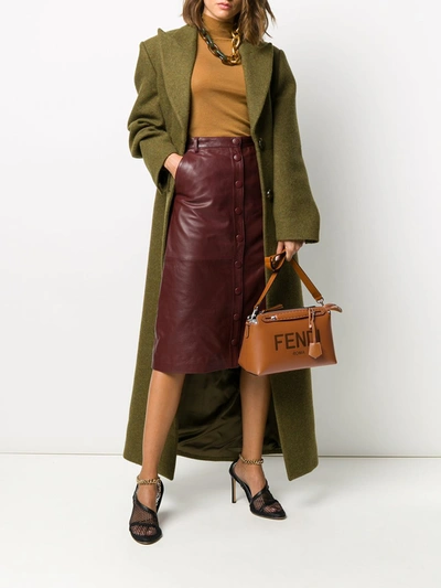 Shop Fendi By The Way Leather Boston Bag In Brown