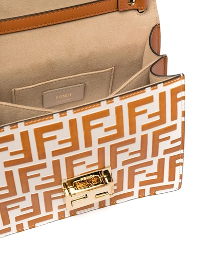 Shop Fendi Kan U Leather Bag In Brown