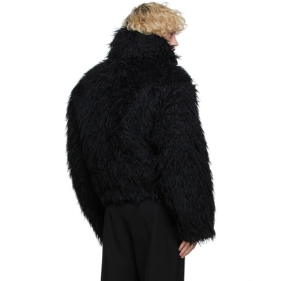 Shop Balenciaga Black Shag Cropped Jacket In 1000black