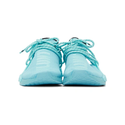 Shop Adidas Originals By Pharrell Williams Blue Hu Nmd Sneakers In Aqua/aqua/black