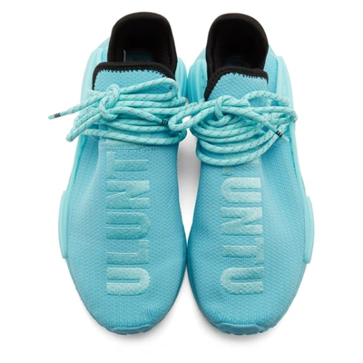Shop Adidas Originals By Pharrell Williams Blue Hu Nmd Sneakers In Aqua/aqua/black