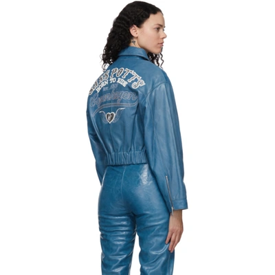 SAKS POTTS SAKS POTTS BLUE LEATHER DIABLO JACKET 