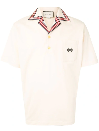 Shop Gucci Short Sleeve Polo T-shirt In Neutrals