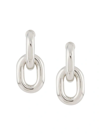 Shop Rabanne Chunky Drop-chain Earrings In Silver
