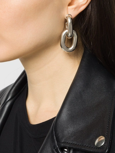 Shop Rabanne Chunky Drop-chain Earrings In Silver