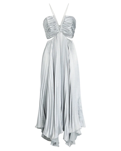 Shop Aiifos Evie Pleated Cut-out Dress In Silver