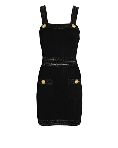 Shop Balmain Sleeveless Knit Mini Dress In Black