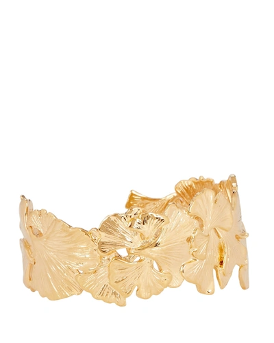 Shop Aurelie Bidermann Tangerine Ginkgo Cuff Bracelet In Gold