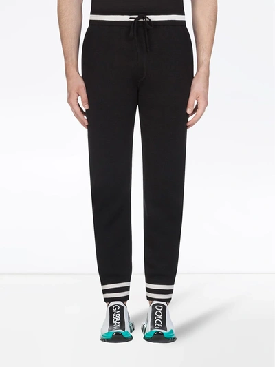 Shop Dolce & Gabbana Striped Drawstring Track Pants In Black