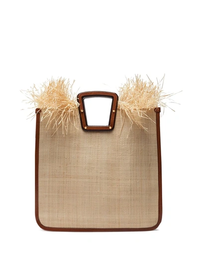 Shop Dolce & Gabbana Crystal-embellished Straw Tote In Brown