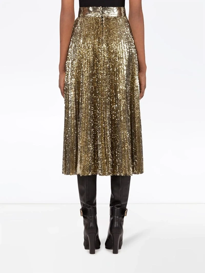 Shop Dolce & Gabbana Sequin Pleated Skirt In Gold