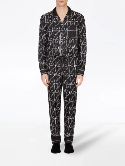 Shop Dolce & Gabbana Logo Print Pyjama Trousers In Black