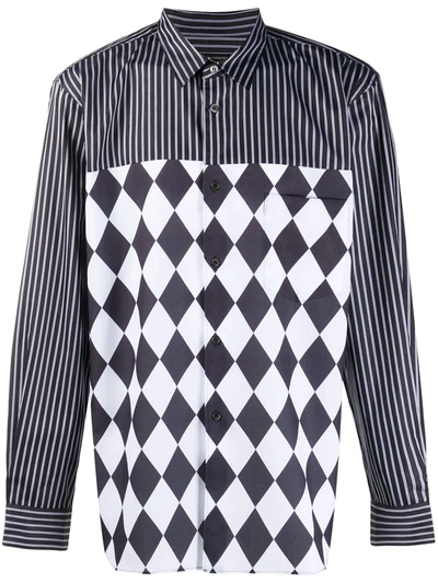 Shop Comme Des Garçons Homme Deux Mix-print Panelled Shirt In Black