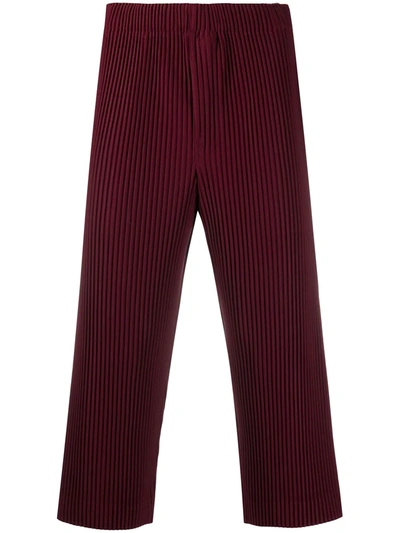 Shop Issey Miyake Pleated Cropped Trousers In Purple