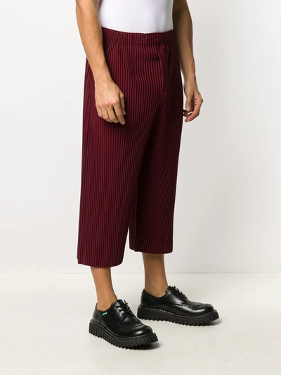 Shop Issey Miyake Pleated Cropped Trousers In Purple