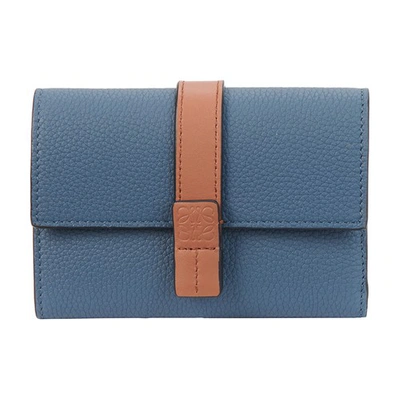 Shop Loewe Small Vertical Wallet In Steel Blue Tan