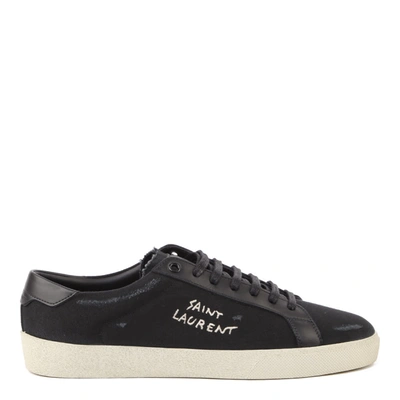 Shop Saint Laurent Court Sl/06 Sneakers In Canvas And Leather In Black