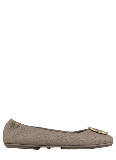 Shop Tory Burch Quilted Leather Ballet Flat In Dust Storm / Gold