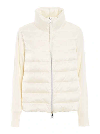 Shop Moncler Tricot Sleeves Padded Cardigan In White