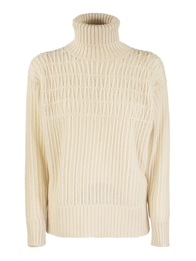 Shop Agnona Cashmere Turtleneck Sweater In White