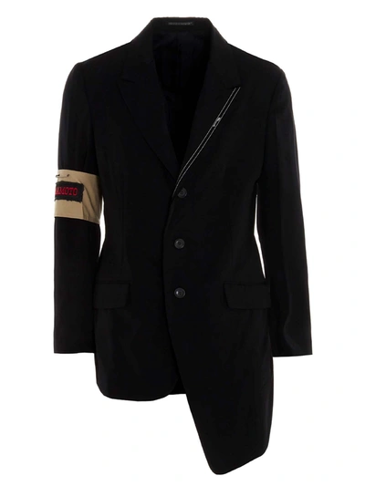 Shop Yohji Yamamoto Asymmetrical Blazer In Black