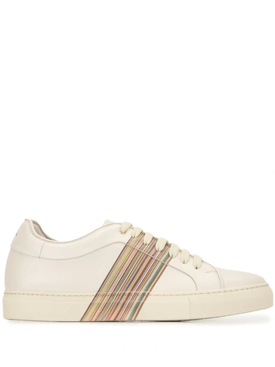 Shop Paul Smith Signature Stripe Leather Trainers In Neutrals