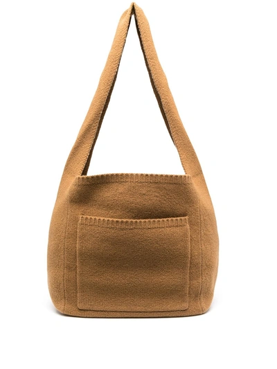 Shop Joseph Knitted Construction Messenger Bag In Brown