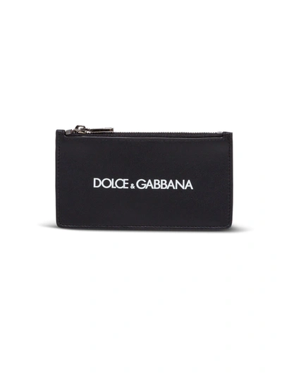 Shop Dolce & Gabbana Card Holder With Contrast Logo In Black