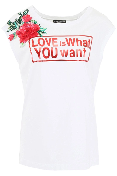Shop Dolce & Gabbana Love Is What You Want T-shirt In Bianco Ottico