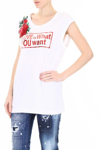 Shop Dolce & Gabbana Love Is What You Want T-shirt In Bianco Ottico
