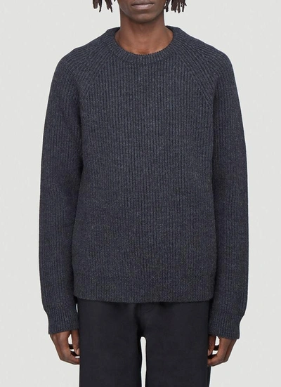 Shop Maison Margiela Ribbed Knit Sweater In Grey