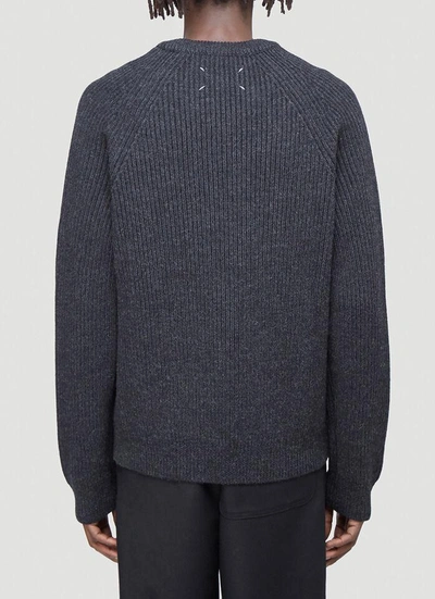 Shop Maison Margiela Ribbed Knit Sweater In Grey