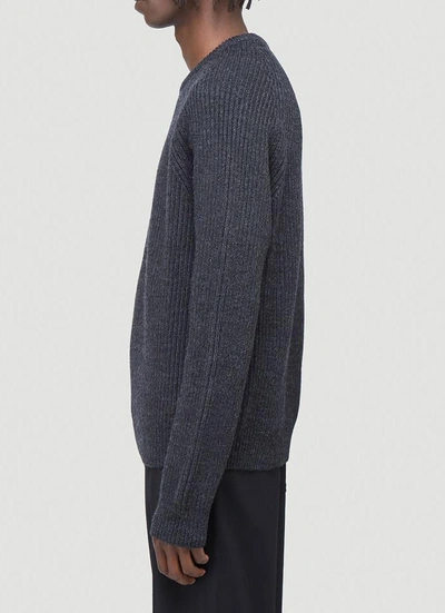 Shop Maison Margiela Ribbed Knit Sweater In Grey