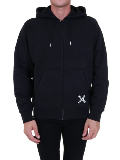 Shop Kenzo Sport Little X Zipped Hooded Sweatshirt In Black