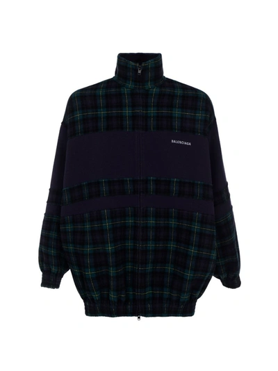 Shop Balenciaga Logo Check Jacket In Multi