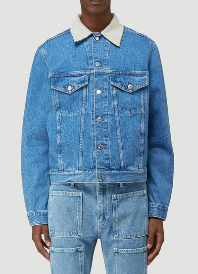 Shop Helmut Lang Contrast Collar Denim Jacket In Blue