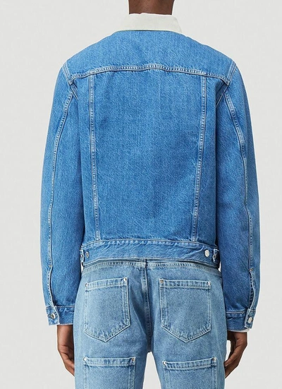 Shop Helmut Lang Contrast Collar Denim Jacket In Blue