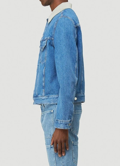 Shop Helmut Lang Contrast Collar Denim Jacket In Blue