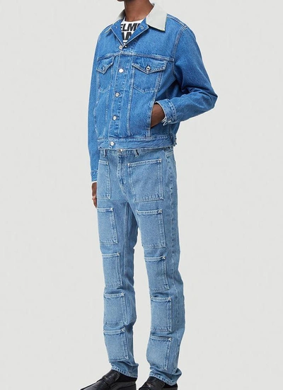 Shop Helmut Lang Contrast Collar Denim Jacket In Blue