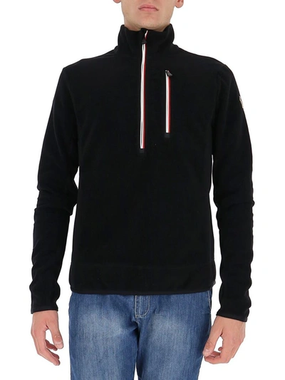 Shop Moncler Grenoble Zipped Mock Neck Sweatshirt In Black