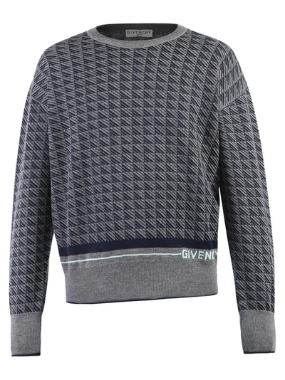 Shop Givenchy Geometric Motif Knit Sweater In Grey