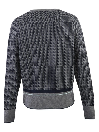 Shop Givenchy Geometric Motif Knit Sweater In Grey