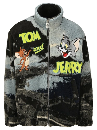 Shop Gcds Tom And Jerry Faux Fur Jacket In Multi