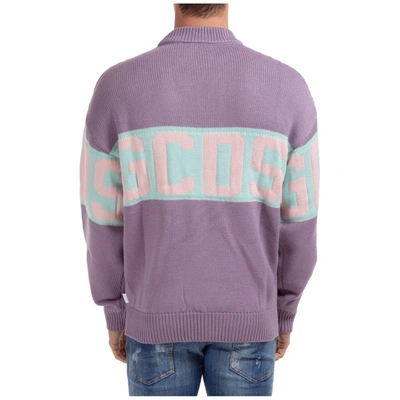 Shop Gcds Logo Band Knit Sweater In Purple