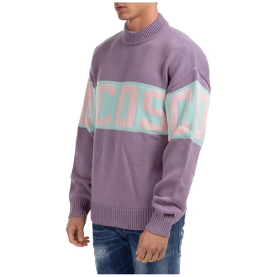 Shop Gcds Logo Band Knit Sweater In Purple