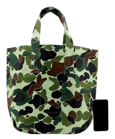 Shop Junya Watanabe Man Camouflage Tote Bag In Green