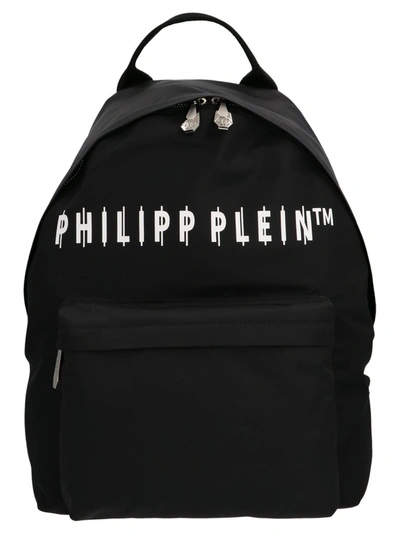 Shop Philipp Plein Logo Zipped Backpack In Black